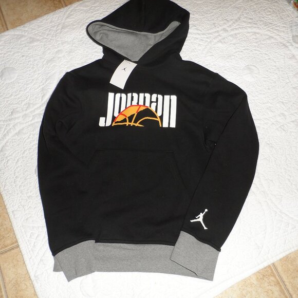 Air Jordan Hoodie-Mens X-Small Black Gray Sport DNA HBR Pullover Basketball--NEW - Picture 1 of 4
